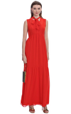 Resim Kırmızı Kolsuz V Yaka Maksi Boy Elbise