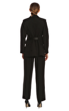 Resim Siyah Uzun Kol Bol Paça Gömlek Yaka Kadın Takım