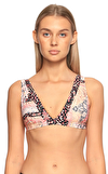 Resim Çok Renkli Etnik Desen V Yaka Bikini Seti