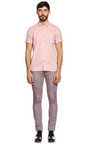 Resim Pembe Kısa Kollu Gömlek Yaka Pamuk Gömlek