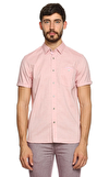Resim Pembe Kısa Kollu Gömlek Yaka Pamuk Gömlek