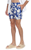 Resim Mavi Çiçek Desenli Normal Bel Erkek Şort Mayo