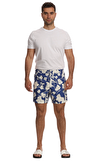 Resim Mavi Çiçek Desenli Normal Bel Erkek Şort Mayo