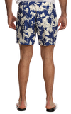 Resim Mavi Çiçek Desenli Normal Bel Erkek Şort Mayo