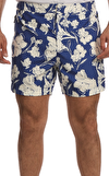 Resim Mavi Çiçek Desenli Normal Bel Erkek Şort Mayo