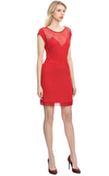 Resim Kırmızı Dantelli Kolsuz Sıfır Yaka Mini Boy Elbise