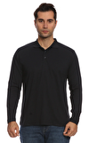 Resim Lacivert Polo Yaka Uzun Kollu Pamuk Erkek T-Shirt