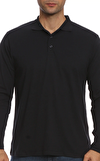 Resim Lacivert Polo Yaka Uzun Kollu Pamuk Erkek T-Shirt
