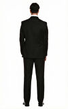Resim Siyah Kruvaze Yün Smokin Takım Elbise