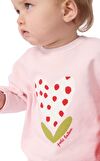 Resim Açık Pembe Kalp Desenli Pamuk Sweatshirt