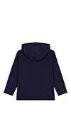 Resim Düz Fermuarlı Pamuklu Çocuk Kapüşonlu Sweatshirt