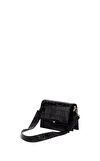Resim Siyah Mini Kapaklı Vegan Deri Çapraz Askılı Çanta