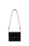 Resim Siyah Mini Kapaklı Vegan Deri Çapraz Askılı Çanta