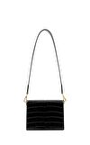 Resim Siyah Mini Kapaklı Vegan Deri Çapraz Askılı Çanta
