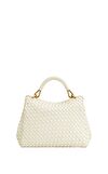 Resim Beyaz Lucia Klasik Üst Saplı Dokuma Vegan Deri Çanta