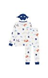 Resim Köpek Baskılı Uzun Kollu Maskeli Pamuk Pijama Takımı
