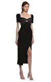 Resim Black Diamante Bust Midi Elbise