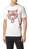 Resim Beyaz Karışık Desenli Kısa Kollu Bisiklet Yaka Erkek T-Shirt